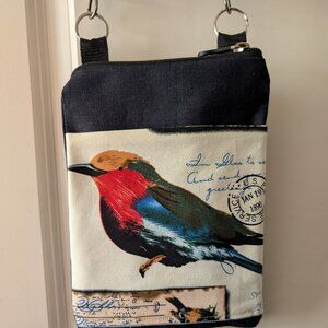 Small cross body purse artsy bird theme